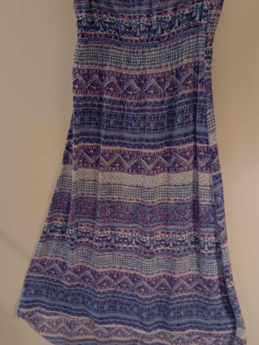 Strapless Boho Stripe Print Dress Skirt in Blue and Purple